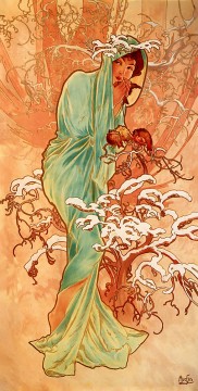 アルフォンス・ミュシャ Painting - 1896年冬パネル チェコのアールヌーボー独特のアルフォンス・ミュシャ